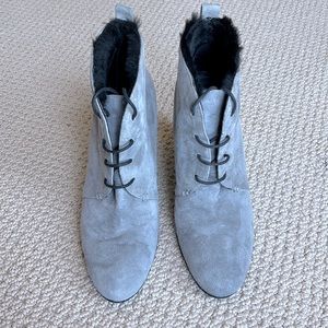 Ukies Suede Fur-Lined Wedge Ankle Boots Size 9